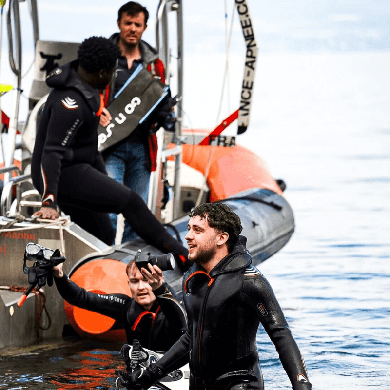 Tournage dans le bateau à Thonon-les-bains par les étudiants