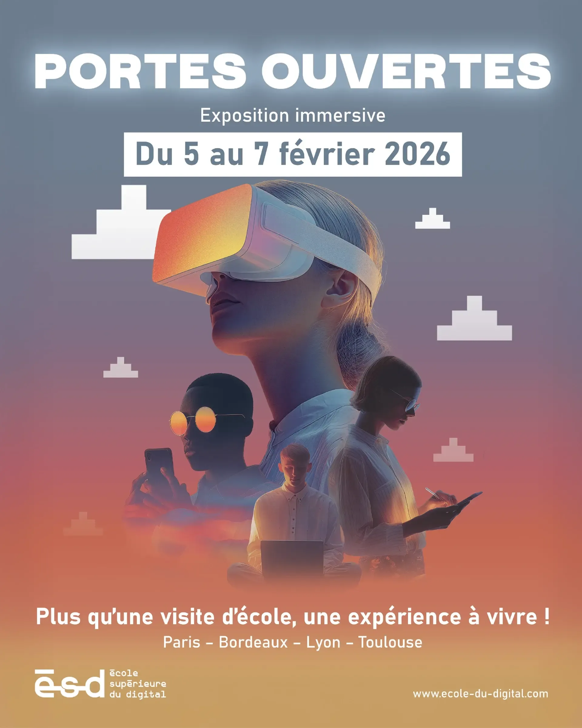 Affiche des portes ouvertes immersives de l’ESD du 5 au 7 février 2026